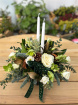 Festive florals | Christmas tin table centre with candle. 2 colour choices.