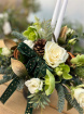 Festive florals | Christmas tin table centre with candle. 2 colour choices.