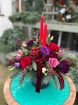 Festive florals | Christmas tin table centre with candle. 2 colour choices.