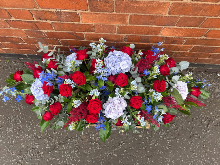 Casket Sprays | Blue & Red casket spray