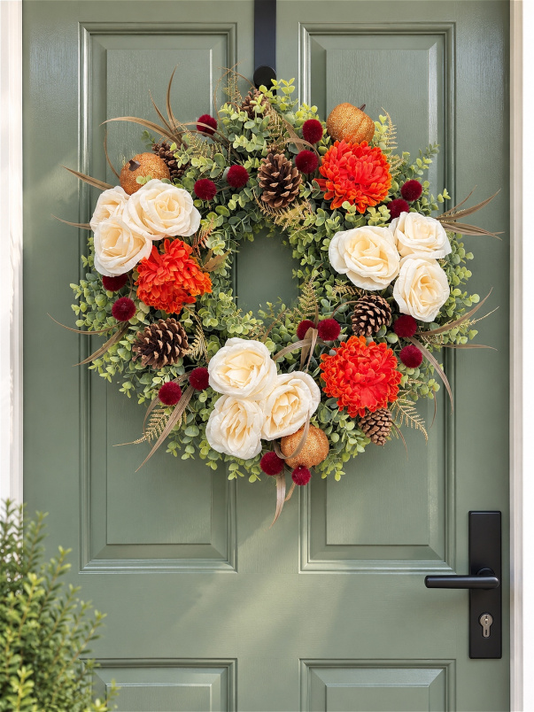 Autumn Wreaths | Cream & Orange Wreath