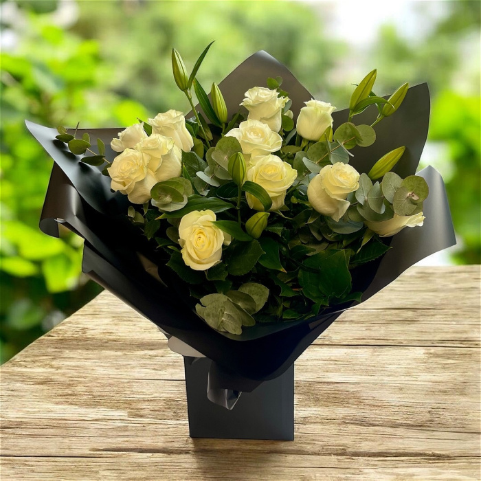 Bouquets | Valentines Day  | White Rose and Lilly Bouquet