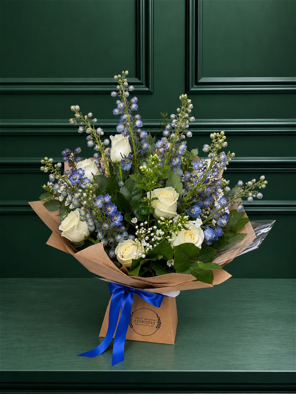 The bouquet collection | DELPHINIUM & ROSE BOUQUET