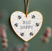 Gifts | Upsell gifts | 'Bee Happy' wooden heart plaque