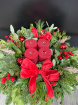 Christmas Centrepiece | Crimson Evergreen Candle Centrepiece