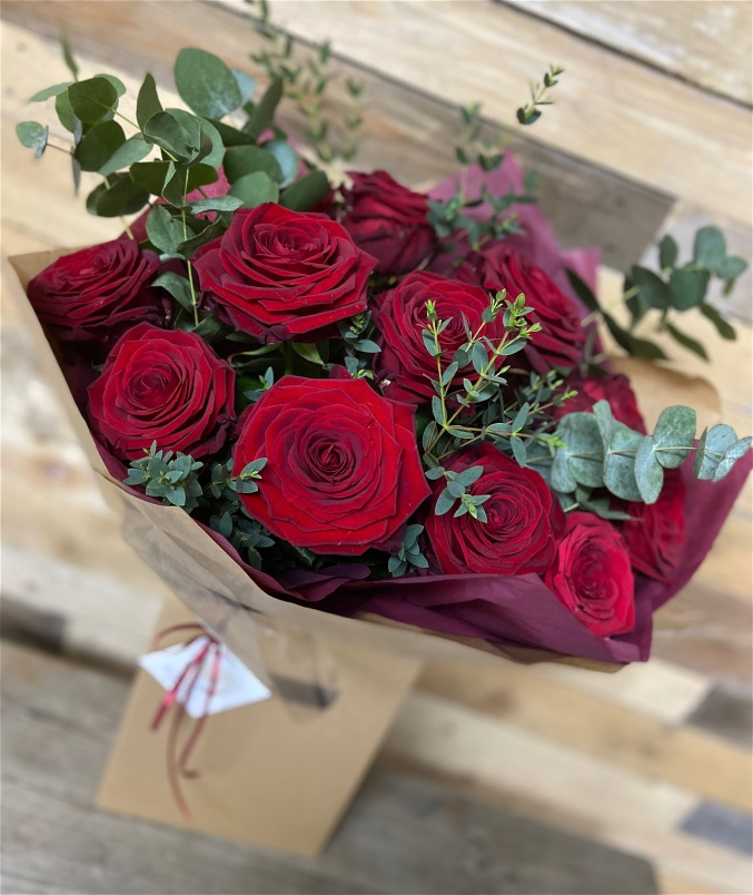 Valentine Bouquet | 12 Red Rose Bouquet