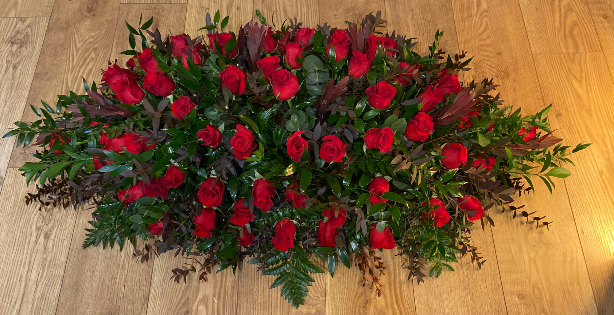 Red rose casket spray 1.2 meter £200