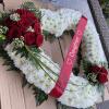 Red and white open heart funeral tribute £110