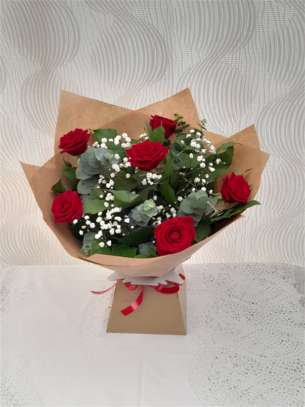 Hand-Tied Bouquets | Six Red Roses