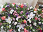 Casket Sprays / Double Ended Sprays  | Funeral Flowers | Coffin spray peach and pink