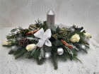 Christmas Arrangements | White and Silver Candle Arrangement