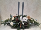 Christmas Arrangements | Blue and White Candle Arrangement