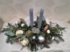 Christmas Arrangements | Blue and White Candle Arrangement