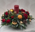 Christmas Arrangements | Red and Gold Candle Arrangement