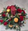 Christmas Arrangements | Red and Gold Candle Arrangement