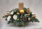 Christmas Arrangements | White and Gold Candle Arrangement