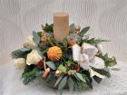 Christmas Arrangements | White and Gold Candle Arrangement