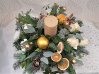 Christmas Arrangements | White and Gold Candle Arrangement