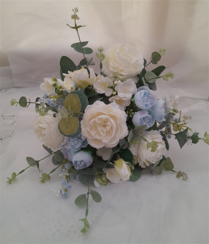 Artificial Wedding Bouquets | Bridesmaids Bouquet-Blue&Ivory