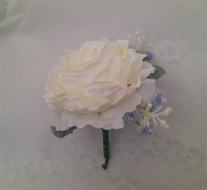 Artificial Wedding Bouquets | Buttonhole-Blue&Ivory