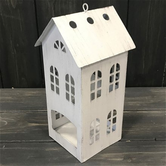 Christmas | Rustic White T-light House, 20.5cm