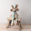Christmas | Sitting Mouse with Antlers & Scarf, 40cm (Blue)