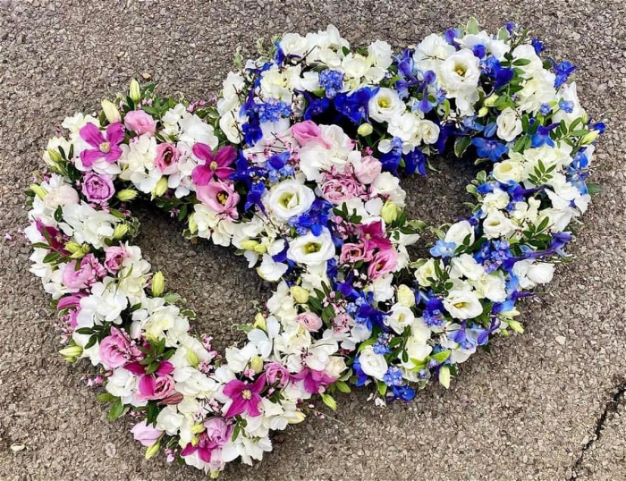 Funeral Flowers | Double open heart
