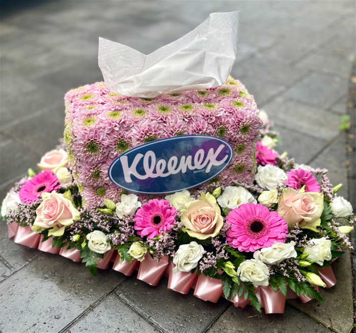 Funeral Flowers | Tissue box on heart