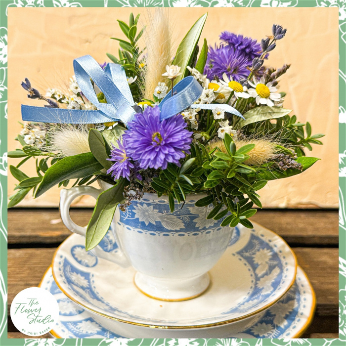 Fresh Flowers | Mother's Day | Spring | Vintage Tea Cup Arrangement