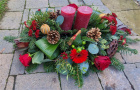 Christmas | Traditional Red Long & Low Table Arrangement