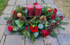 Christmas | Traditional Red Long & Low Table Arrangement