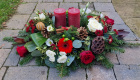 Christmas | Mixed Red & White Long and Low Table Arrangement