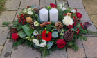 Christmas | Mixed Red & White Long and Low Table Arrangement