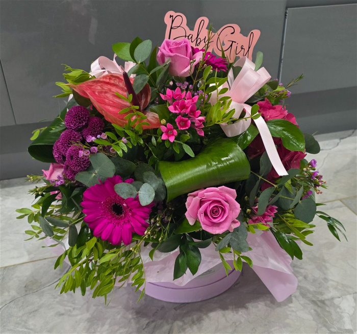 Arrangements | Baby Girl Hatbox