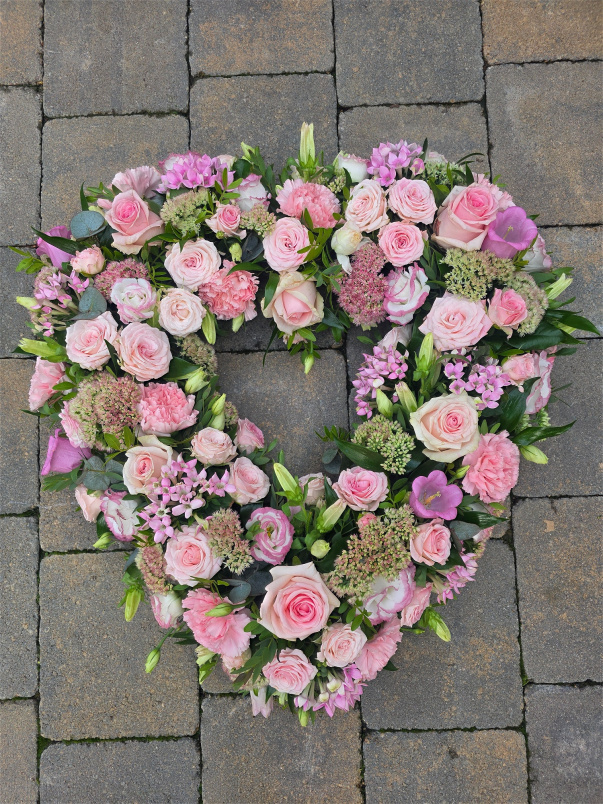Funeral Tributes | Shades of Pink Mixed Heart