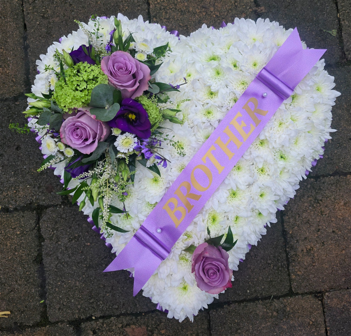 Funeral Tributes | Purple/Lilac Based Heart