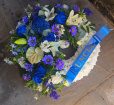 Funeral Tributes | Blue & White Mixed & Based Wreath