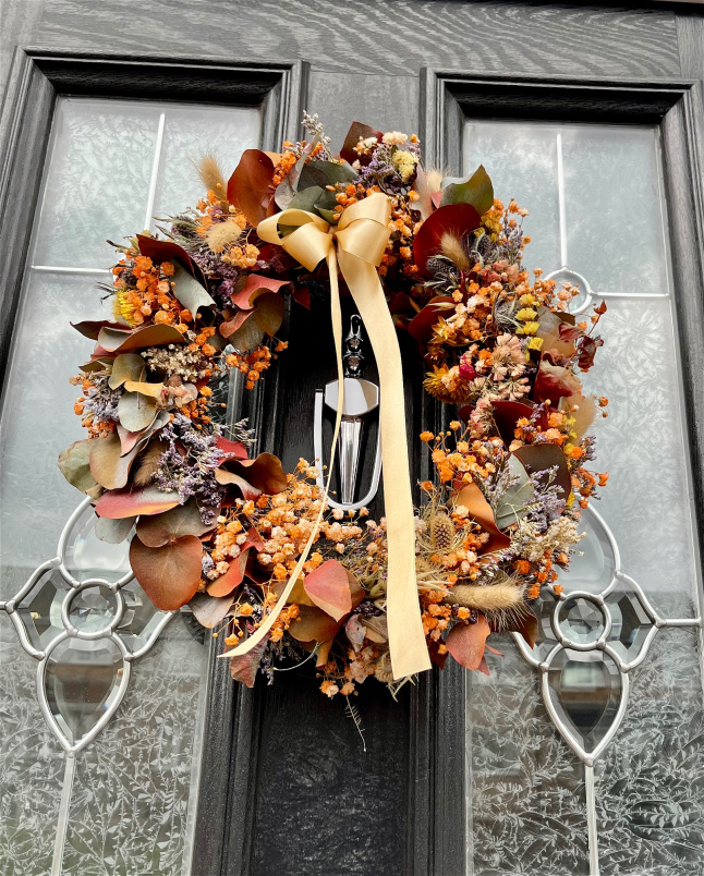 Door wreaths | Eucalyptus and dried flower autumn wreath