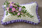 funeral tribute | Pillow Tributes | Funeral Pillow Tribute with White Chrysanthemums and Pink Roses