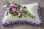 funeral tribute | Pillow Tributes | Funeral Pillow Tribute with White Chrysanthemums and Pink Roses