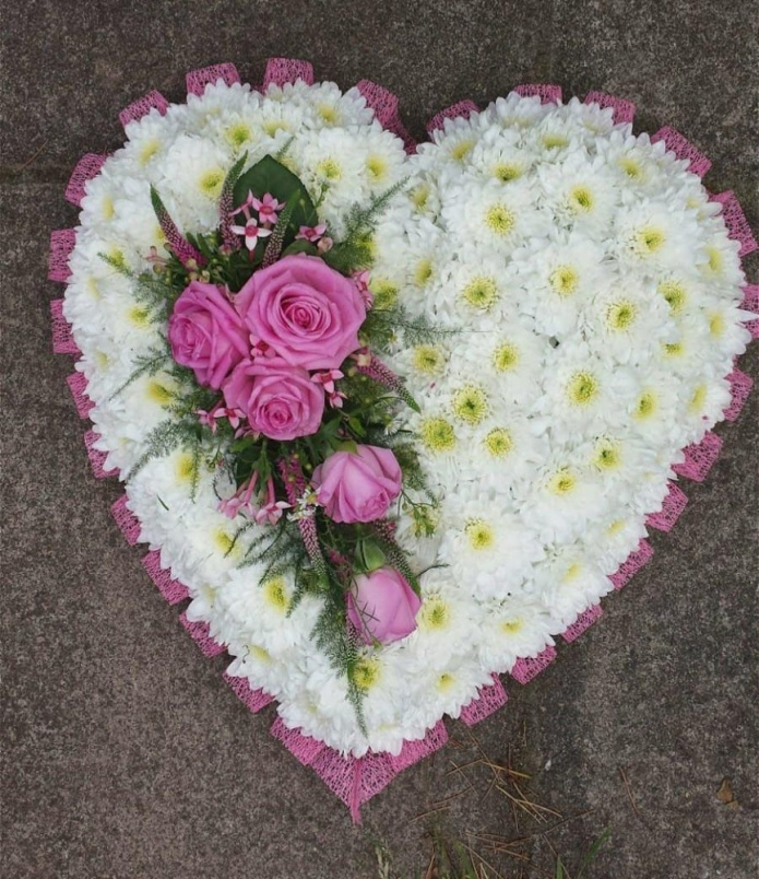 Funeral Flowers | Funeral Hearts | Pink & White Heart