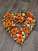 Funeral Flowers | Funeral Hearts | Orange and white open heart