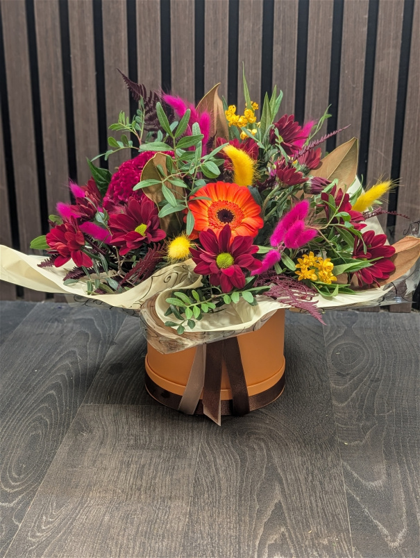 Fresh Flowers | Hat Boxes | Autumn Haze fresh flower hatbox