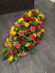Funeral Flowers | Funeral Sprays | Red, orange and yellow coffin spray