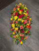 Funeral Flowers | Funeral Sprays | Red, orange and yellow coffin spray