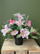 Artificial Grave Pots | Funeral Flowers | Pink Artificial flower Grave pot