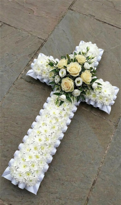 Funeral crosses | Funeral Flowers | Ivory and white Massed Cross