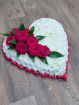 Funeral Flowers | Funeral Hearts | Classic White Heart with Red Roses