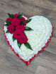 Funeral Flowers | Funeral Hearts | Classic White Heart with Red Roses