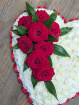 Funeral Flowers | Funeral Hearts | Classic White Heart with Red Roses